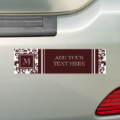 Ihr Monogramm, Brown-Damast-Muster 2 Autoaufkleber (Auf Auto)
