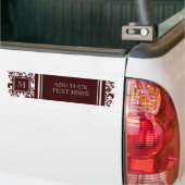 Ihr Monogramm, Brown-Damast-Muster 2 Autoaufkleber (Auf Lkw)