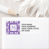 Ihr Monogramm, dunkles Lila Damaskusmuster 2 (Insitu)