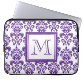Ihr Monogramm, dunkles lila Damast-Muster 2 Laptopschutzhülle (Vorderseite)