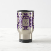 Ihr Monogramm, dunkles lila Damast-Muster 2 Reisebecher (Mittel)