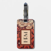 Ihr Monogramm, eingelegtes Holz- u. Goldblumenbild Gepäckanhänger (Rückseite vertikal)