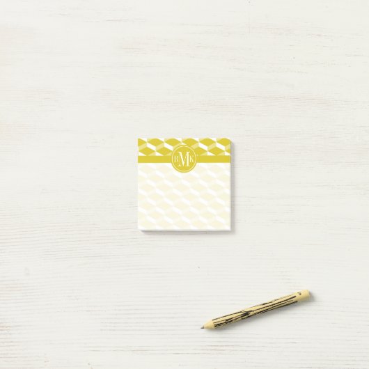 Ihr Monogramm | Goldenes geometrisches Muster Post-it Klebezettel (Auf Schreibtisch)
