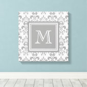 Ihr Monogramm, Graues Damaskusmuster 2 Leinwanddruck (Insitu (Holzboden))