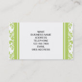 Ihr Monogramm, hellgrünes Damast-Muster 2 Visitenkarte (Rückseite)