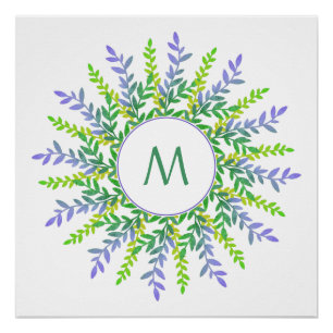 Ihr Monogramm im Leaf-Rahmen benutzerdefiniertes P Poster