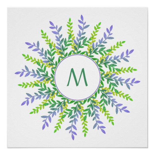 Ihr Monogramm im Leaf-Rahmen benutzerdefiniertes P Poster (Vorderseite)