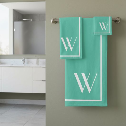 Ihr Monogramm in Biscay Green Badhandtuch Set