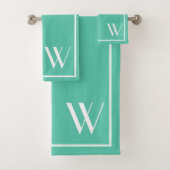 Ihr Monogramm in Biscay Green Badhandtuch Set (Insitu)