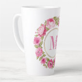 IHR Monogramm in Blume Frame Latte Tasse (Linke Ecke)