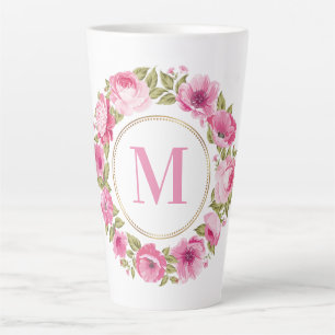 IHR Monogramm in Blume Frame Latte Tasse