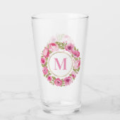 Ihr Monogramm in Blume Frame Pint Glas (Rückseite)