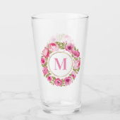 Ihr Monogramm in Blume Frame Pint Glas (Vorderseite)