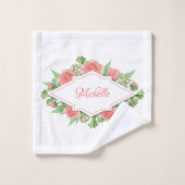 Ihr Monogramm in Blume Rahmen Handtuch Set (Waschlappen)