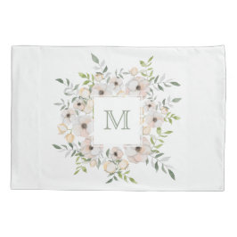 Ihr Monogramm in Blume-Rahmen-Kopfkissen Kissenbezug