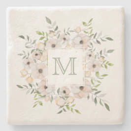 Ihr Monogramm in Blume-Rahmen-Untersetzer Steinuntersetzer