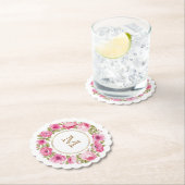 Ihr Monogramm in Blume-Rahmen-Untersetzer Untersetzer (Vor Ort)