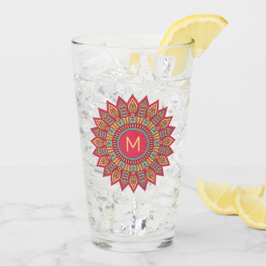 Ihr Monogramm in Boho Frame Pint Glas (Rückseite Ice)