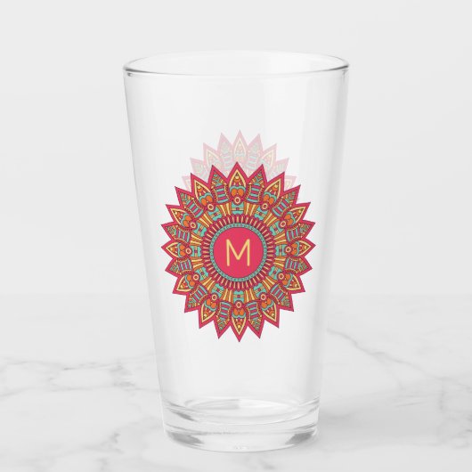 Ihr Monogramm in Boho Frame Pint Glas (Vorderseite)