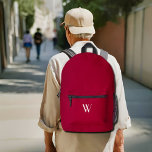 Ihr Monogramm in Bordeaux Bedruckter Rucksack<br><div class="desc">Fügen Sie dem bordeauxroten Rucksack Ihr /his weißes Monogramm hinzu. Mit Monogramm Geschenke sind immer eine gute Idee !Aus dem Geschäft lumirala .</div>