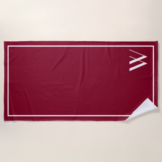 Ihr Monogramm in Bordeaux und Weiß Strandtuch (Vorderseite)