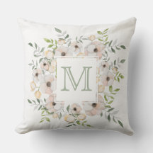 Ihr Monogramm in der Blume Rahmen werfen Kissen