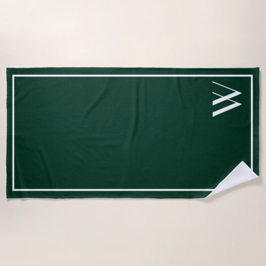 Ihr Monogramm in dunkelgrün und weißes Strandtuch (Vorderseite)