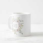 Ihr Monogramm in einem Blume-Rahmen Kaffeetasse (Vorderseite Links)