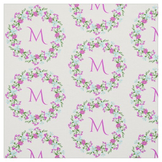 Ihr Monogramm in einem Blume-Rahmen Stoff (Muster)