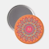 Ihr Monogramm in einem Boho-Rahmen-Magneten Magnet (Vorderseite/Rückseite)