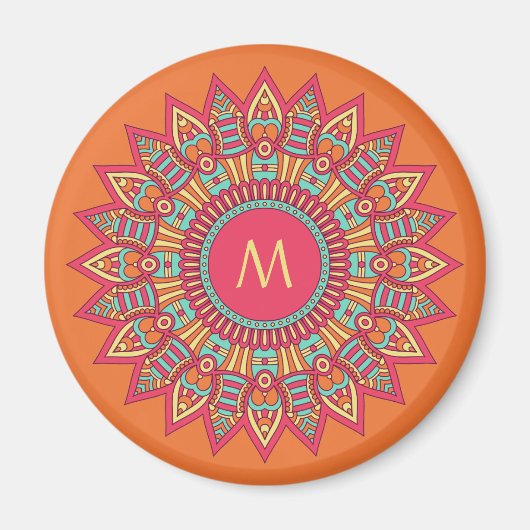Ihr Monogramm in einem Boho-Rahmen-Magneten Magnet (Vorne)