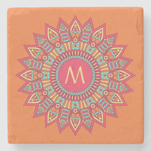 Ihr Monogramm in einem Untersetzer aus Boho-Rahmen (Vorderseite)