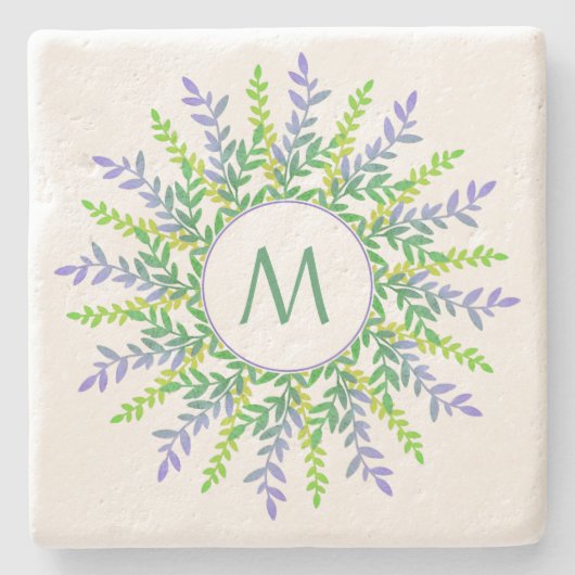 Ihr Monogramm in einem Untersetzer aus Leaf-Rahmen (Vorderseite)