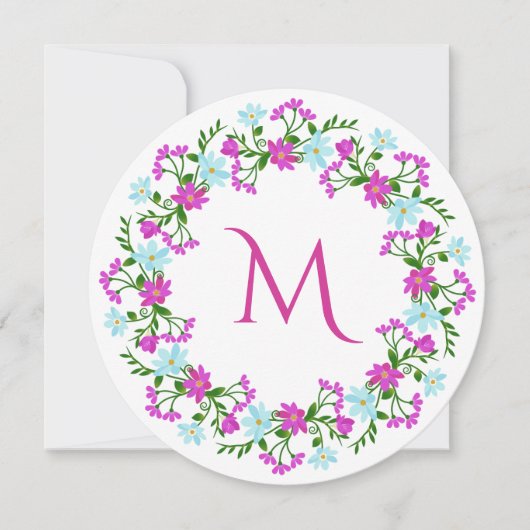 Ihr Monogramm in einer Blume Rahmen benutzerdefini Einladung (Vorderseite)