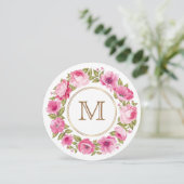 Ihr Monogramm in einer Blume Rahmen benutzerdefini Einladung (Stehend Vorderseite)