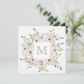 Ihr Monogramm in einer Blume Rahmen benutzerdefini Einladung (Stehend Vorderseite)