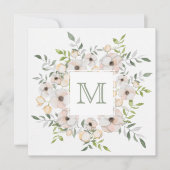 Ihr Monogramm in einer Blume Rahmen benutzerdefini Einladung (Vorderseite)