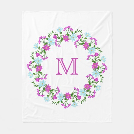 Ihr Monogramm in einer Blume-Rahmen-Decken Fleecedecke (Vorderseite)