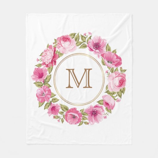 Ihr Monogramm in einer Blume-Rahmen-Decken Fleecedecke (Vorderseite)