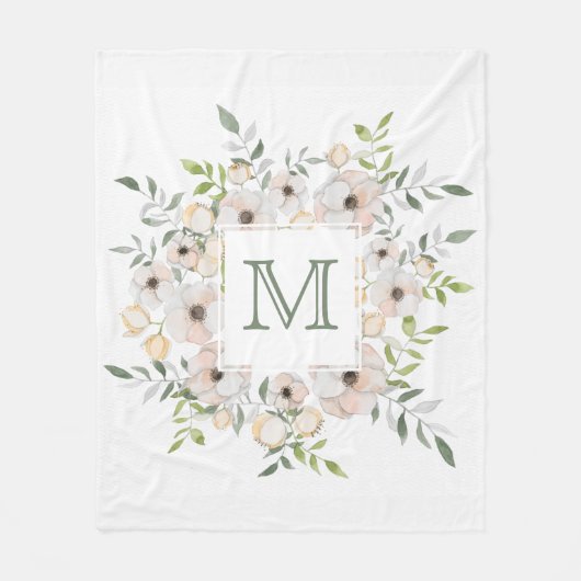 Ihr Monogramm in einer Blume-Rahmen-Decken Fleecedecke (Vorderseite)