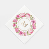 Ihr Monogramm in einer Blume-Rahmen-Papierserviett Serviette (Ecke)
