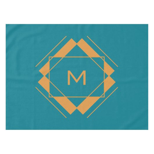 Ihr Monogramm in geometrischem Mustertuch Tischdecke (Vorderseite (Horizontal))