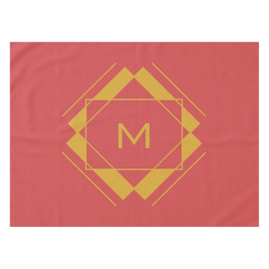 Ihr Monogramm in geometrischem Mustertuch Tischdecke (Vorderseite (Horizontal))