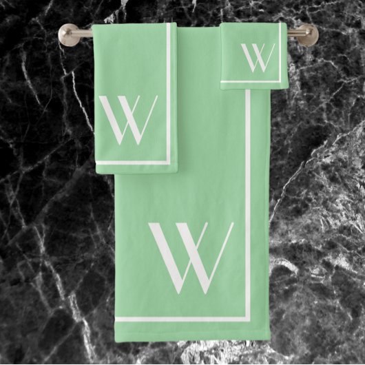 Ihr Monogramm in grünem Asche und weißem Set