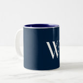 Ihr Monogramm in Marine & Weiß Zweifarbige Tasse (Vorderseite Links)
