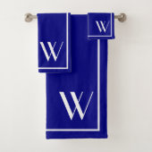 Ihr Monogramm in Marineblau und Weiß Badhandtuch Set (Insitu)
