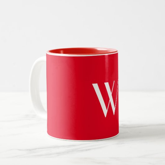 Ihr Monogramm in rot und weiß Zweifarbige Tasse (Vorderseite Links)