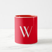 Ihr Monogramm in rot und weiß Zweifarbige Tasse (Mittel)