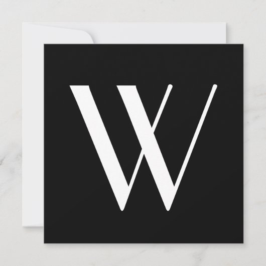 Ihr Monogramm in Schwarzweiß Einladung (Vorderseite)