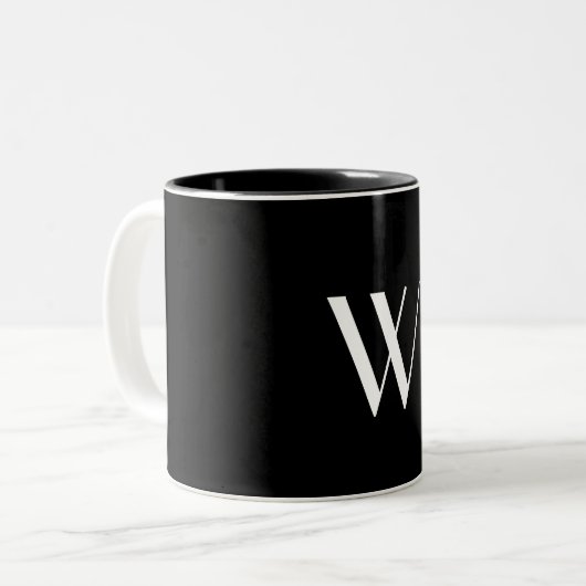 Ihr Monogramm in Schwarzweiß Zweifarbige Tasse (Vorderseite Links)